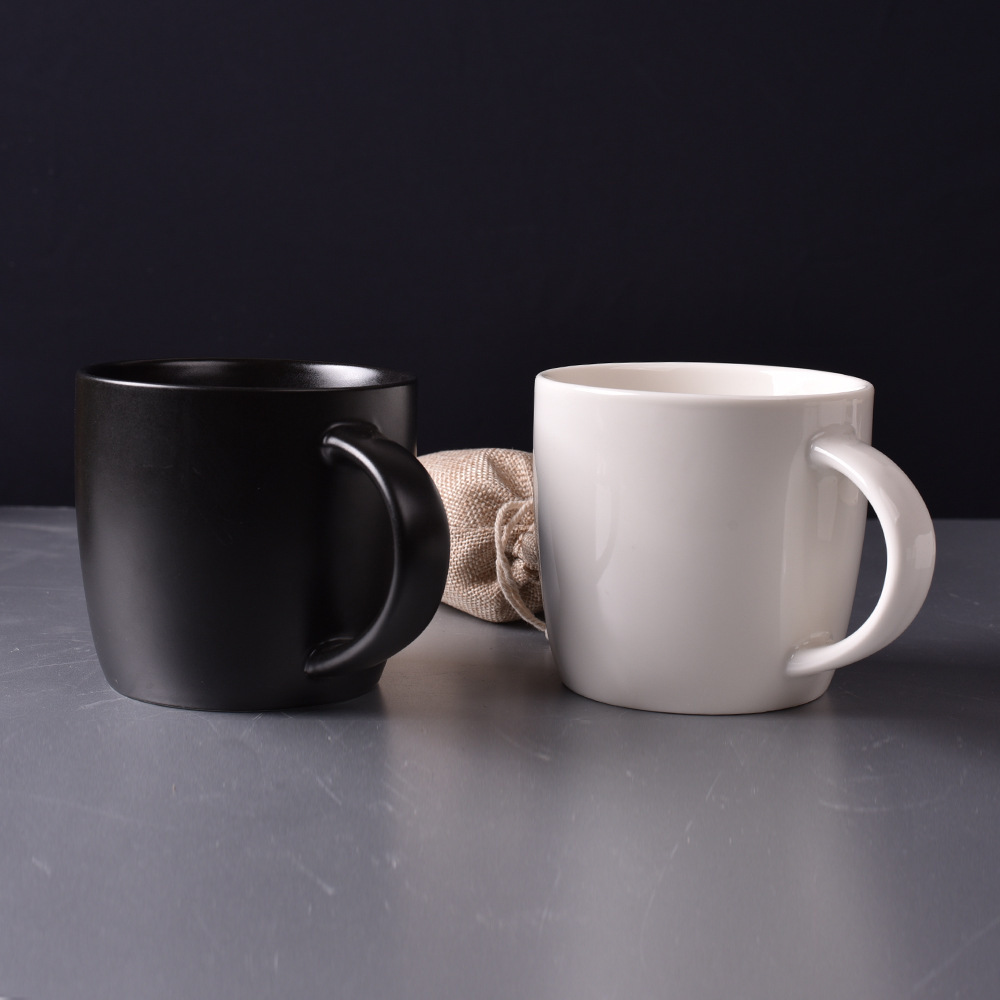 Ceramic Coffee Mug 450ml - Matte Black/Gloss White/Deep Green Large Mug