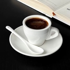 Elegant 80ml white ceramic espresso cup & saucer set