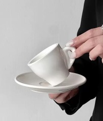 Elegant 80ml white ceramic espresso cup & saucer set
