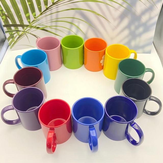 Custom Logo Ceramic Coffee Mugs - Multi-Color 11oz Personalized Branded Cups