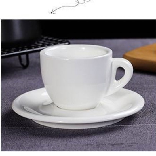 Elegant 80ml white ceramic espresso cup & saucer set