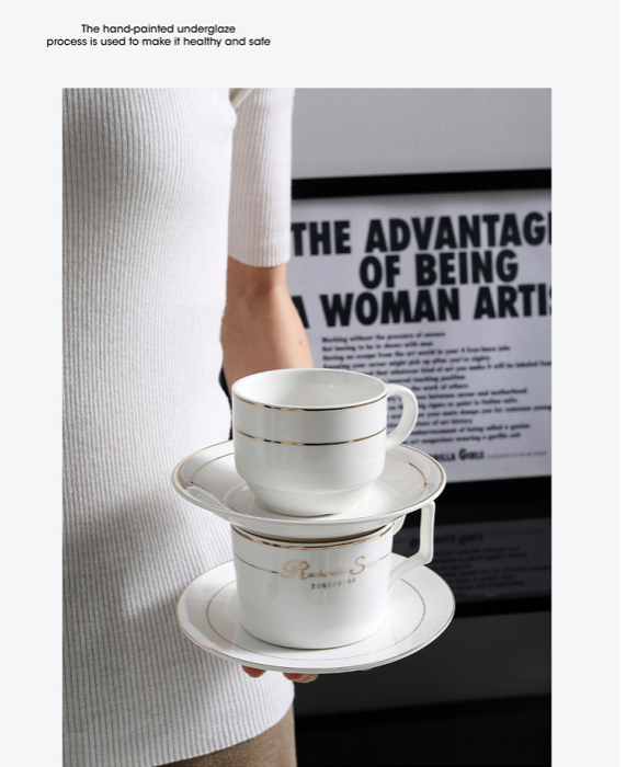custom logo high quality coffee cup and saucer set