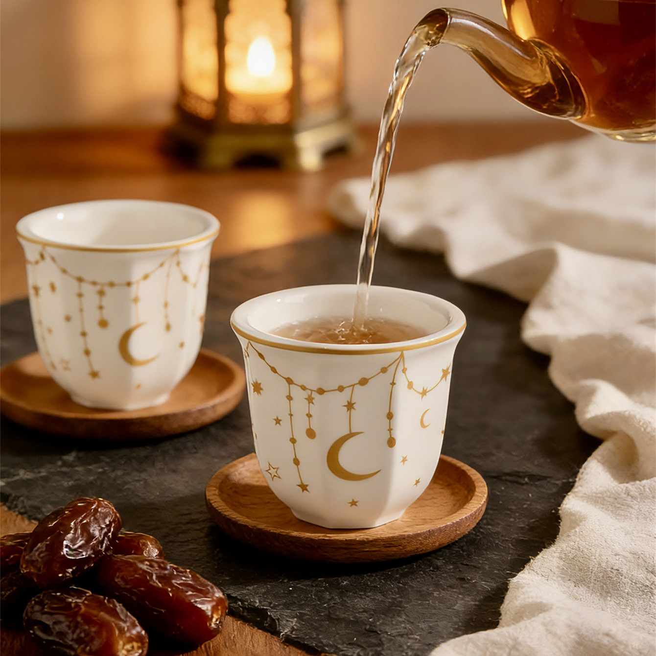 Traditional Porcelain Gave Espresso Shot Cups for Arabic Qahwa, Turkish Coffee