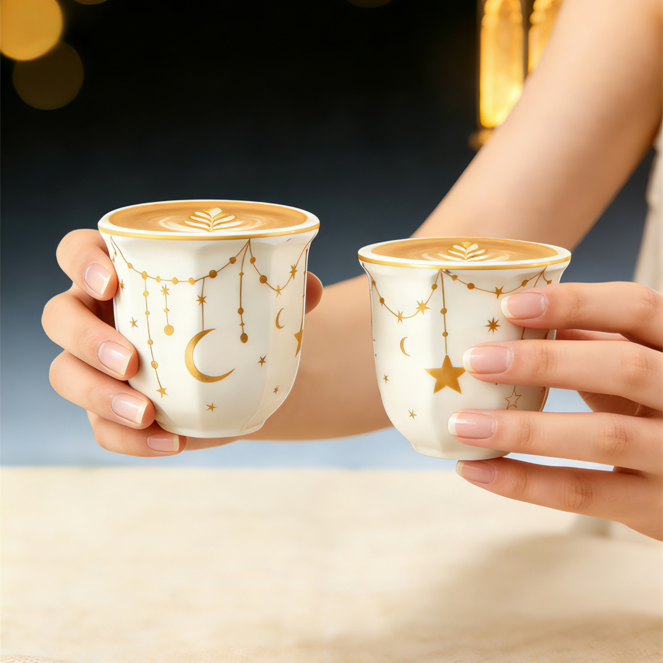 Traditional Porcelain Gave Espresso Shot Cups for Arabic Qahwa, Turkish Coffee