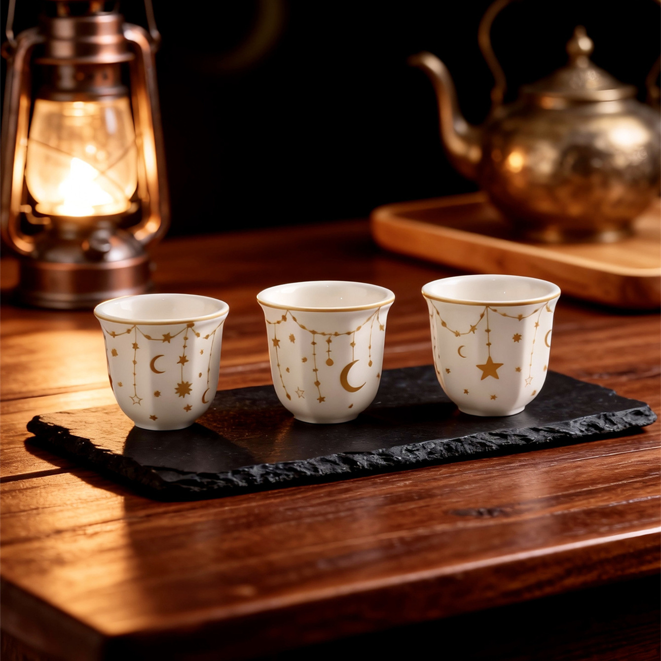 Traditional Porcelain Gave Espresso Shot Cups for Arabic Qahwa, Turkish Coffee