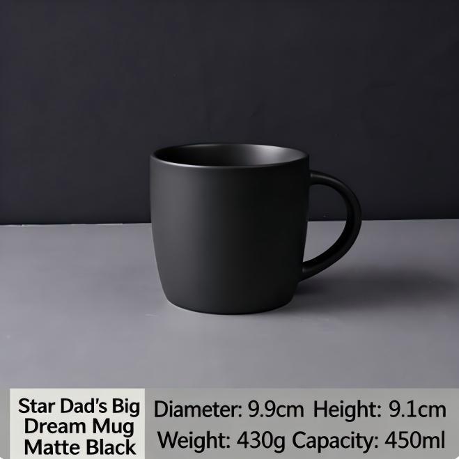 Ceramic Coffee Mug 450ml - Matte Black/Gloss White/Deep Green Large Mug