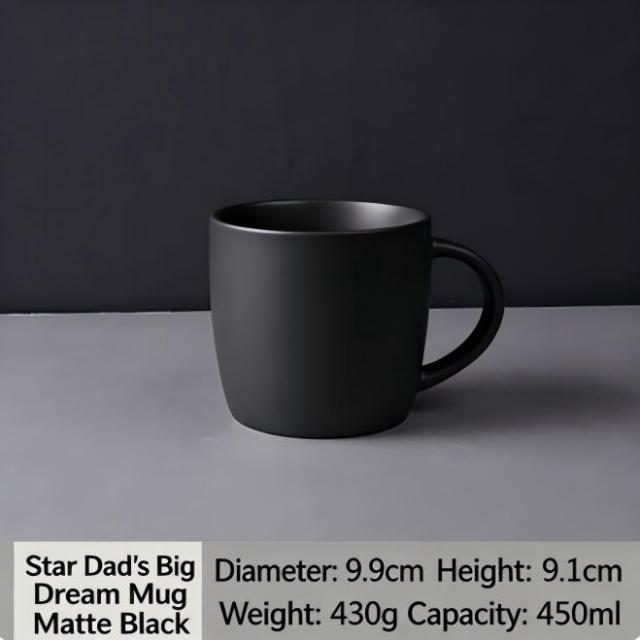Ceramic Coffee Mug 450ml - Matte Black/Gloss White/Deep Green Large Mug