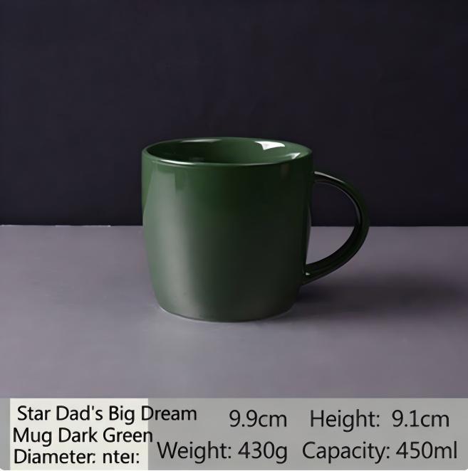 Ceramic Coffee Mug 450ml - Matte Black/Gloss White/Deep Green Large Mug