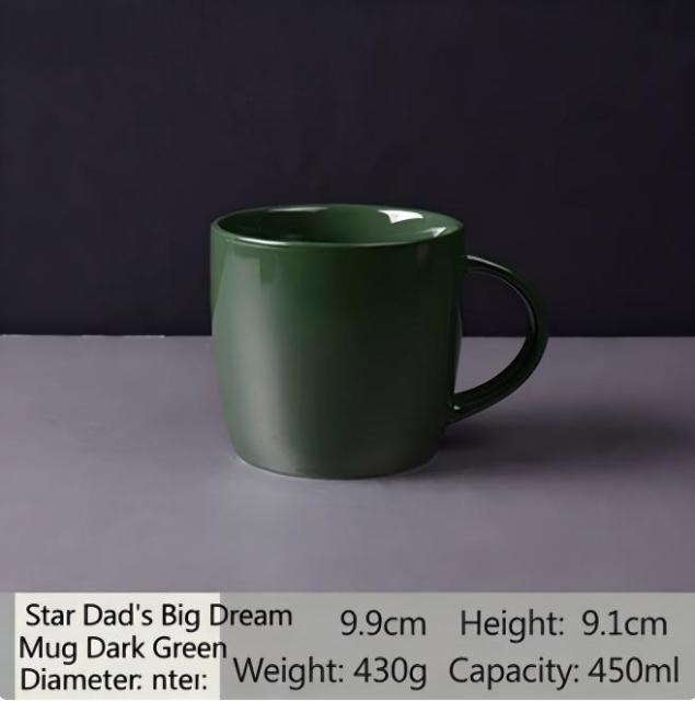 Ceramic Coffee Mug 450ml - Matte Black/Gloss White/Deep Green Large Mug