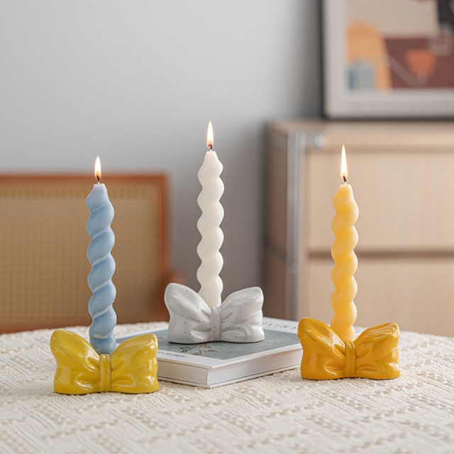 New Ceramic Bow-Shaped Candle Holder for Wedding Table Decor