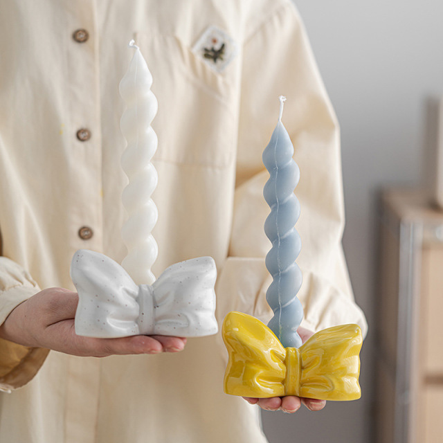 New Ceramic Bow-Shaped Candle Holder for Wedding Table Decor