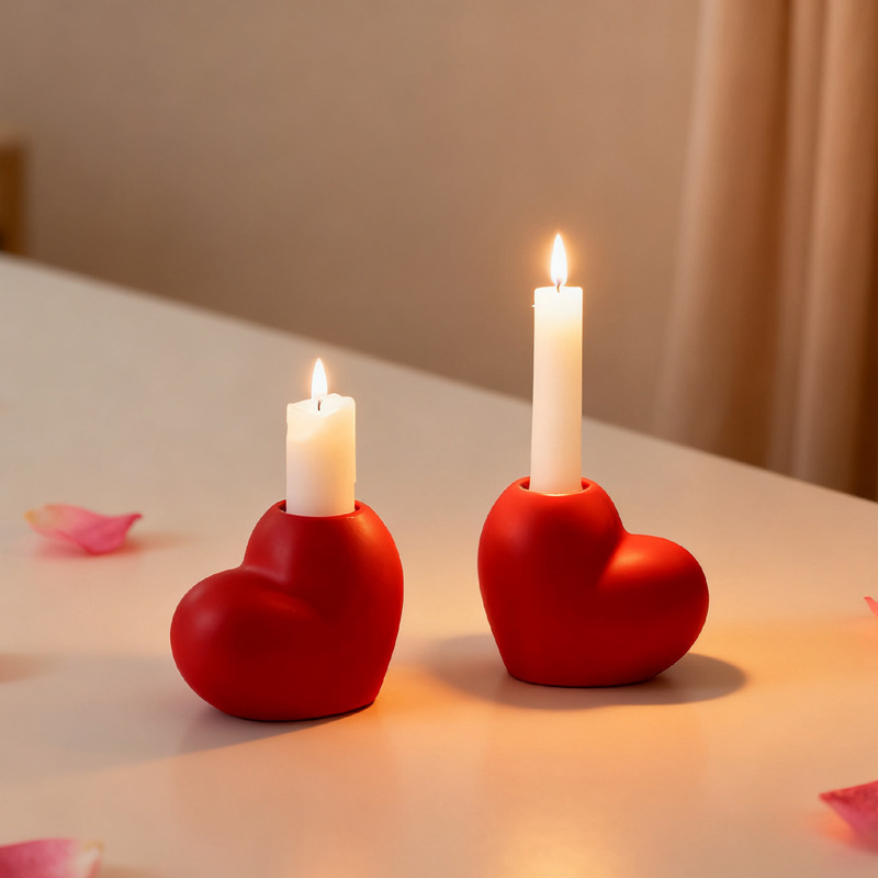 Ceramic Heart Candle Holder Set For Valentine's Day
