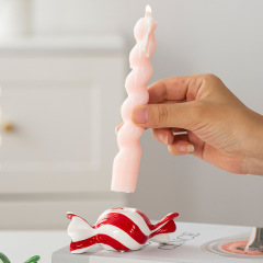 Red Ceramic Christmas Sweet Candle Holder Sugar Shape