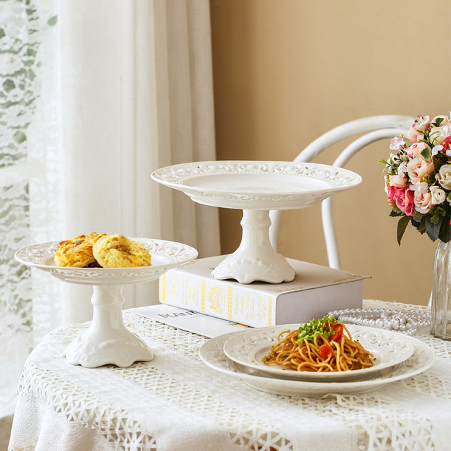 Vintage Carved White Ceramic Wedding Dinner Plates Set - Elegant Tableware for Wedding Reception & Banquet