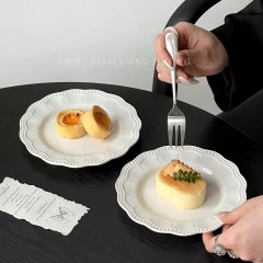Elegant Scalloped Pearl-Edge Ceramic Dessert Plates - Wedding Reception Dessert Table Dishes