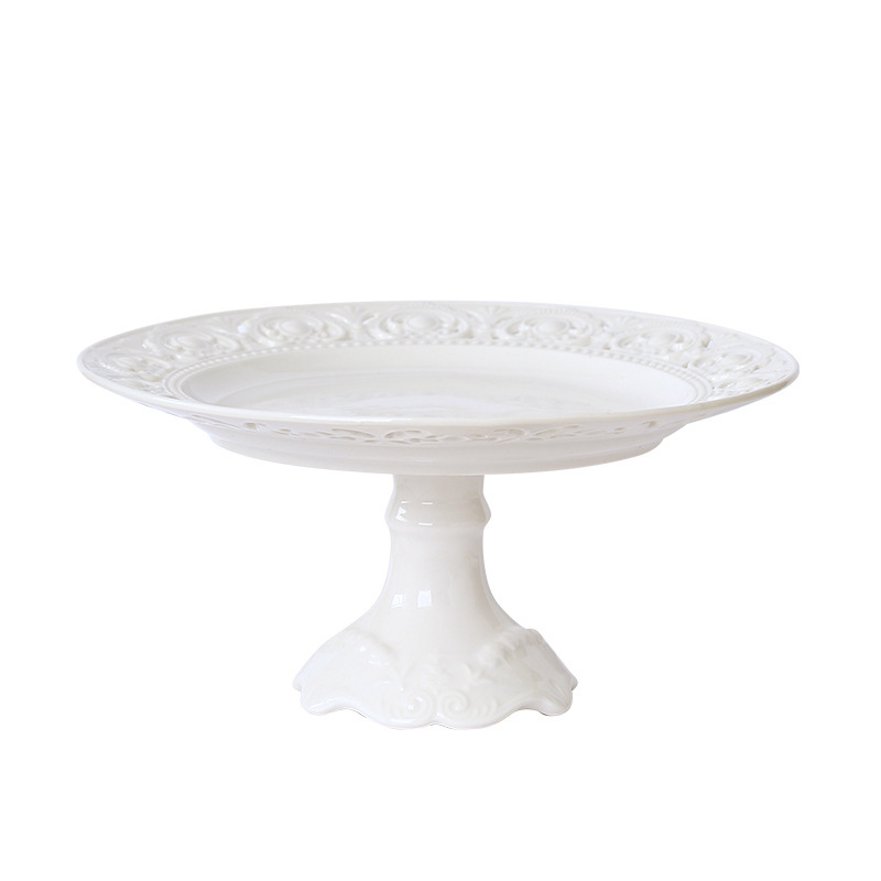 Vintage Carved White Ceramic Wedding Dinner Plates Set - Elegant Tableware for Wedding Reception & Banquet