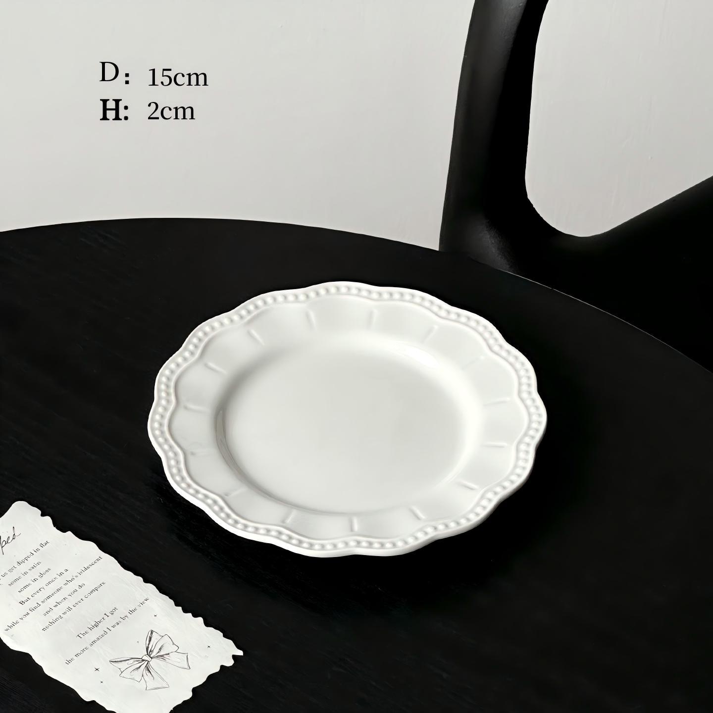 Elegant Scalloped Pearl-Edge Ceramic Dessert Plates - Wedding Reception Dessert Table Dishes