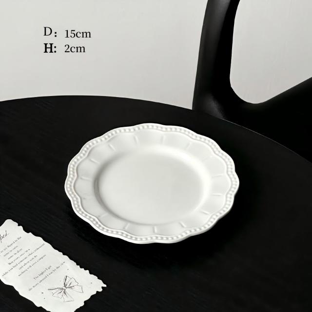 Elegant Scalloped Pearl-Edge Ceramic Dessert Plates - Wedding Reception Dessert Table Dishes
