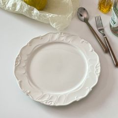 Elegant White Porcelain Wedding Dinnerware Set | Baroque Scalloped Plates & Serving Dishes for Bridal Reception