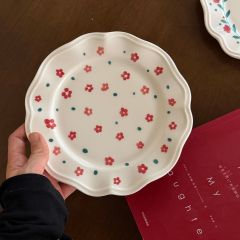 Pastel Floral Wedding Dinnerware Set | Scalloped Edge Bridal Reception Plates & Dishes