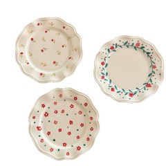 Pastel Floral Wedding Dinnerware Set | Scalloped Edge Bridal Reception Plates & Dishes