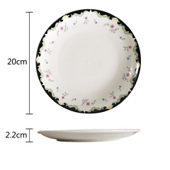 Whimsical Floral Wedding Appetizer Plates Set | Pastel Border Dessert Dishes with Gold Cutlery