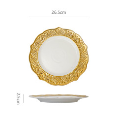 Luxury Gold Embossed Wedding Dinnerware Set | Ornate Metallic Plates for Bridal Reception & Wedding Banquet
