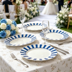 Super Blue Color Stripe Porcelain Plate 6/8/10/12 Inch
