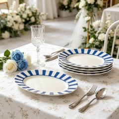 Super Blue Color Stripe Porcelain Plate 6/8/10/12 Inch