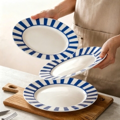 Super Blue Color Stripe Porcelain Plate 6/8/10/12 Inch