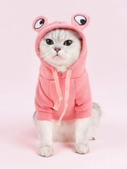 Custom Pet Sweatshirt – Pink Frog Hoodie with Adjustable Hood