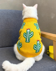 Yellow Cactus Printed Cat Sweater