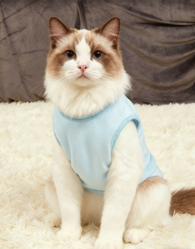 Ice cream plush vest on cat