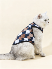 "Teddy Bear Argyle Plaid Cat Vest
