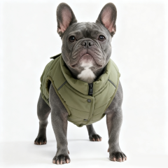 Olive Green Quilted Dog Vest with Functional Pockets