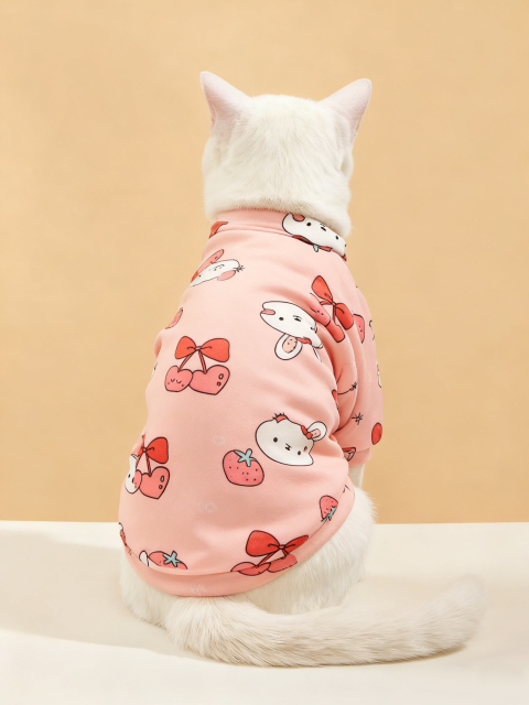 Custom Cat T Shirt – Pink Cartoon Plush Cozy Top