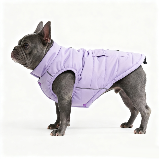 Purple Quilted Dog Vest with Functional Pockets