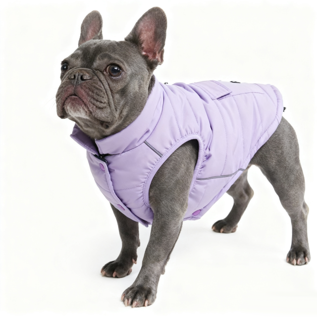 Purple Quilted Dog Vest with Functional Pockets