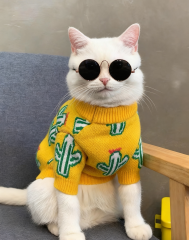 Yellow Cactus Printed Cat Sweater