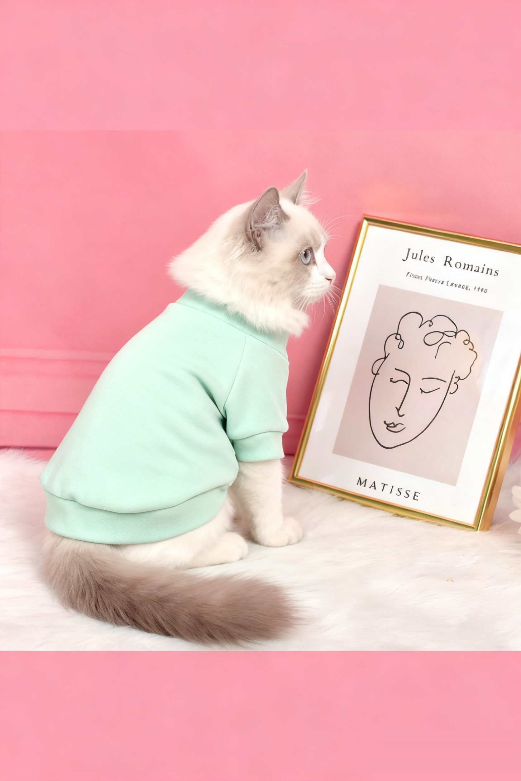 Custom Cat T-Shirt – Mint Green Hooded Plush Top