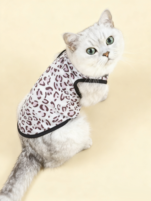 Leopard Print Mesh Cat Vest