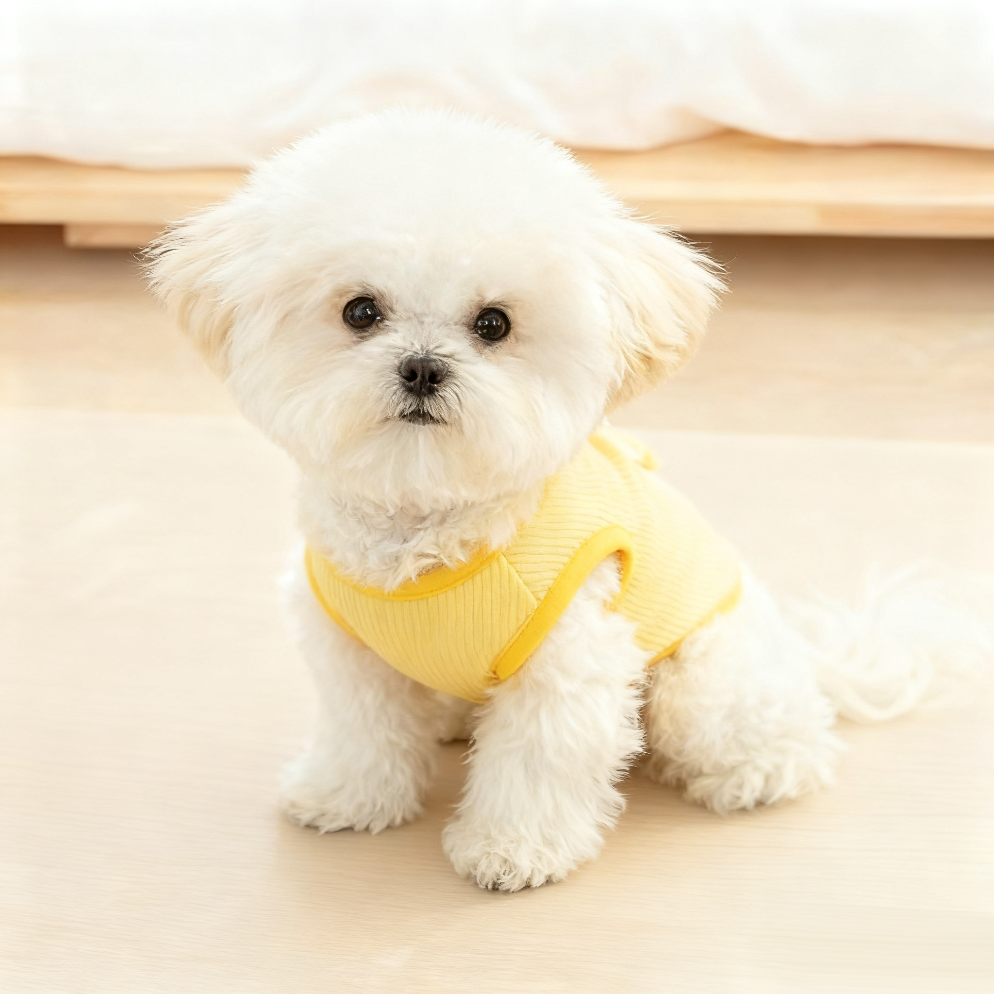 Pet Vest – Yellow Knitted Sleeveless Vest with 3D Detail