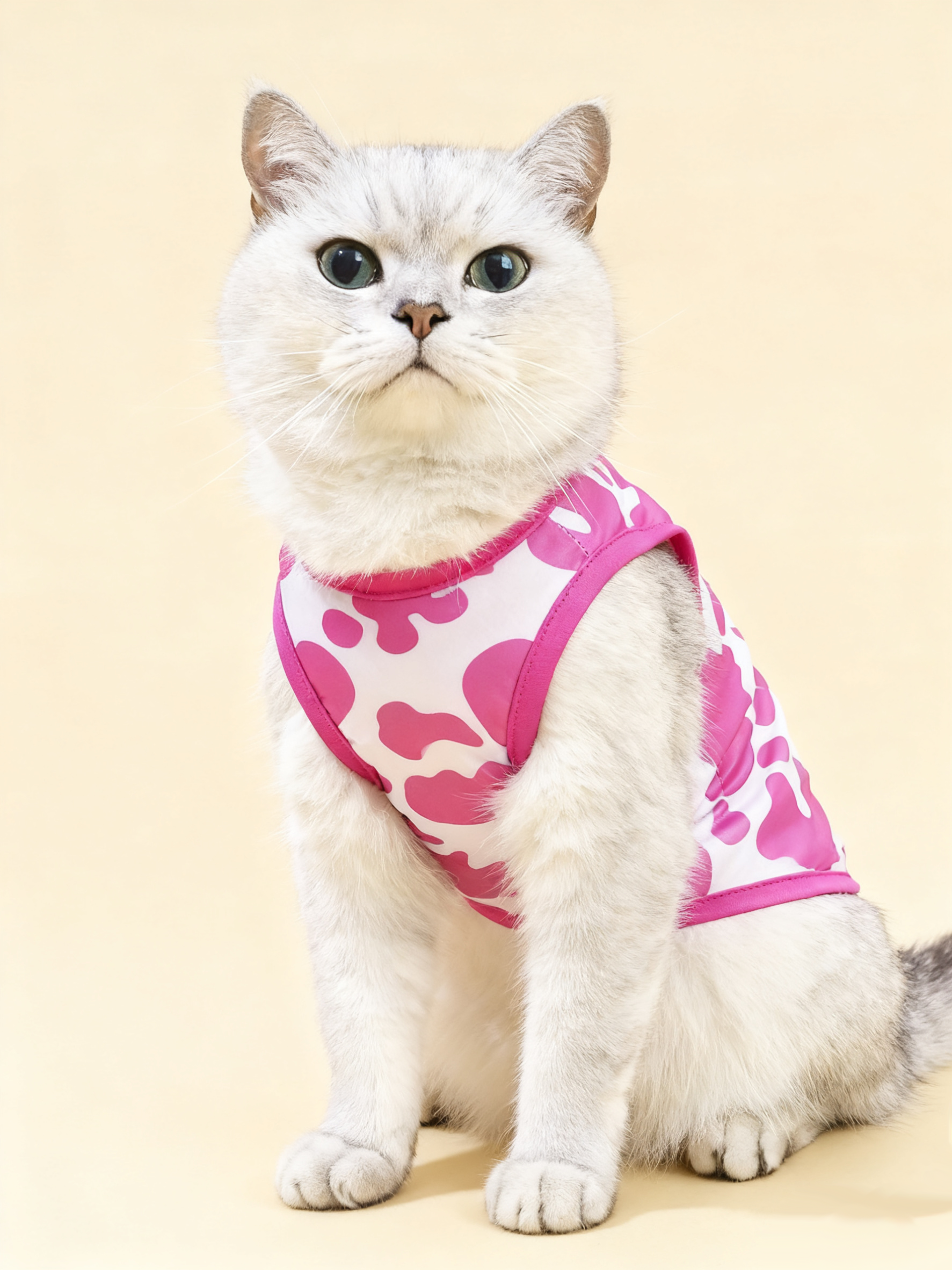 Pink Cow Print Cat Vest