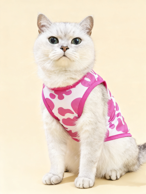 Pink Cow Print Cat Vest