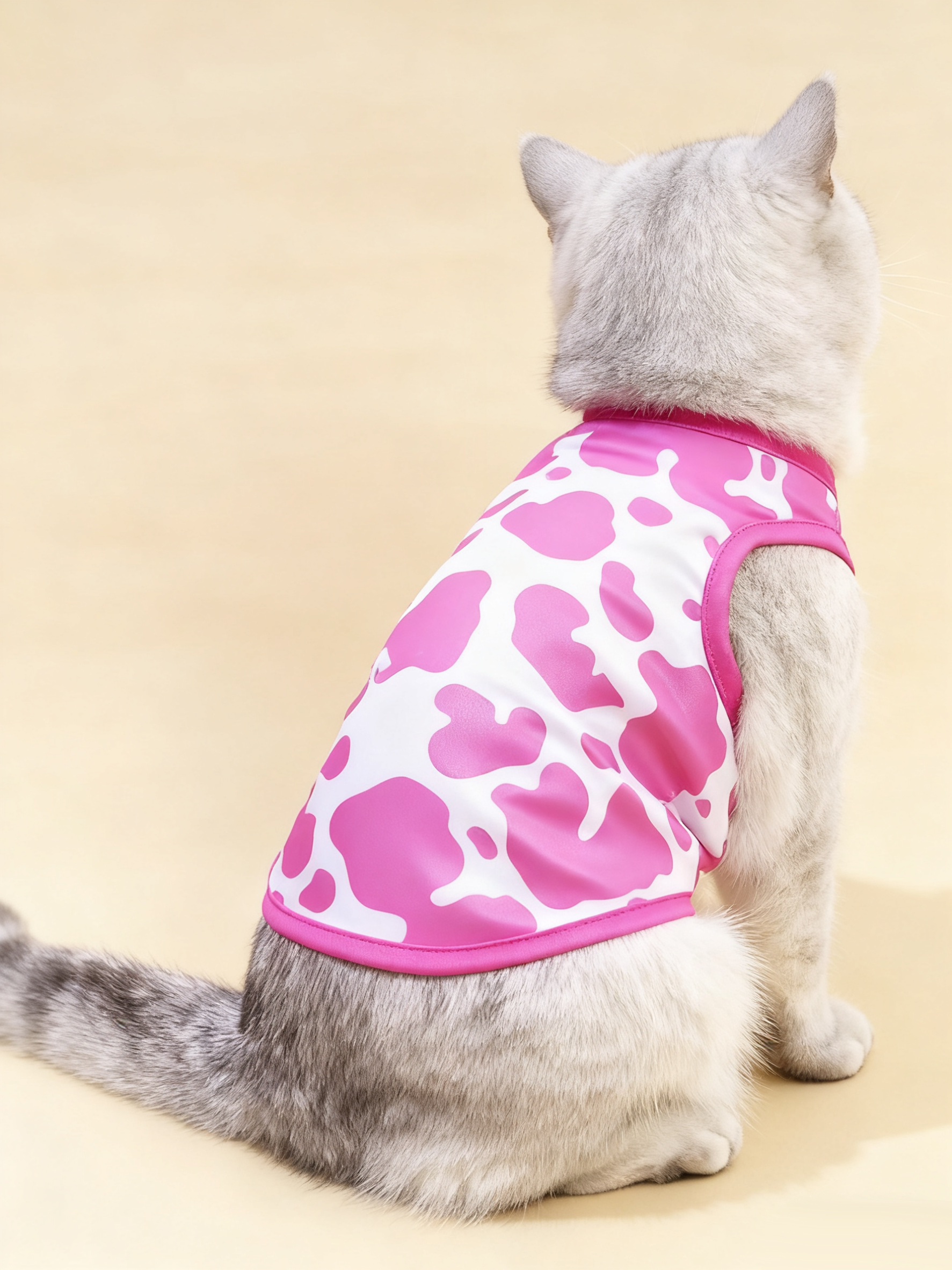 Pink Cow Print Cat Vest