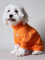 Orange Ribbed Turtleneck Dog Jumpsuit