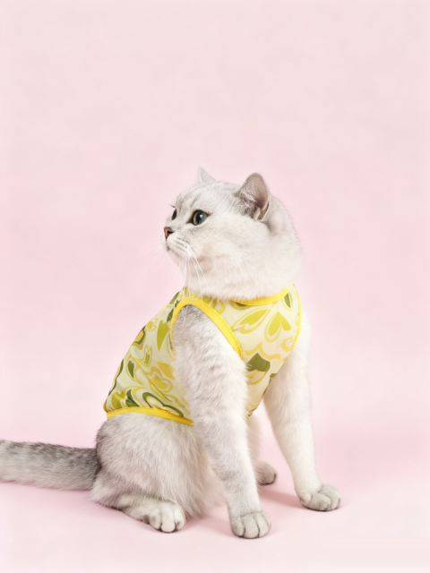 Retro Heart Print Sheer Mesh Cat Vest