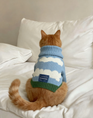 Light Blue Cloud  Turtleneck Cat Sweater