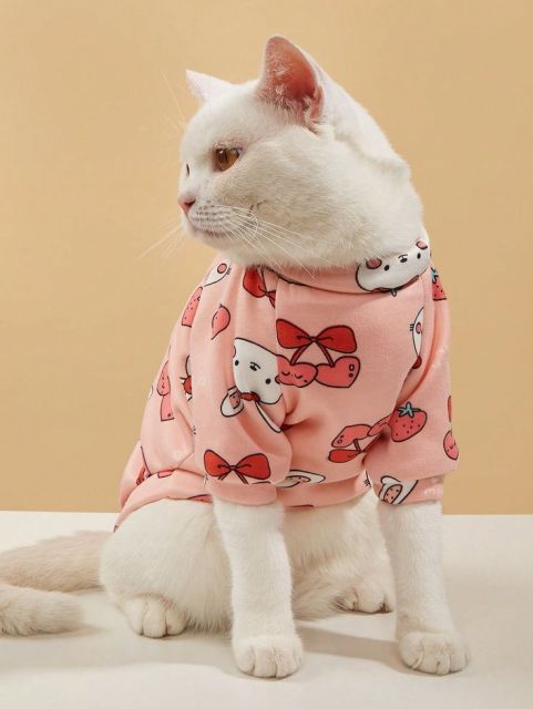 Custom Cat T Shirt – Pink Cartoon Plush Cozy Top