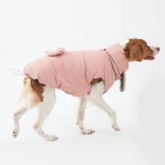 Blush Pink Dog Puffer Coat with Cute Accessory
